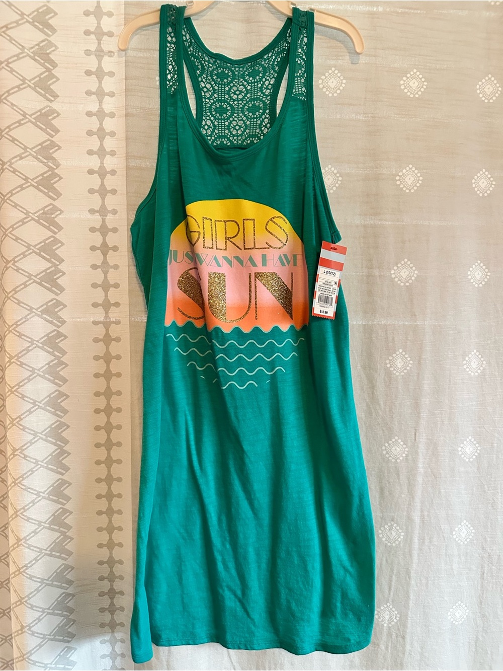 Target Teal Girls Lace-Back Swim Coverup with Sunset Graphic
